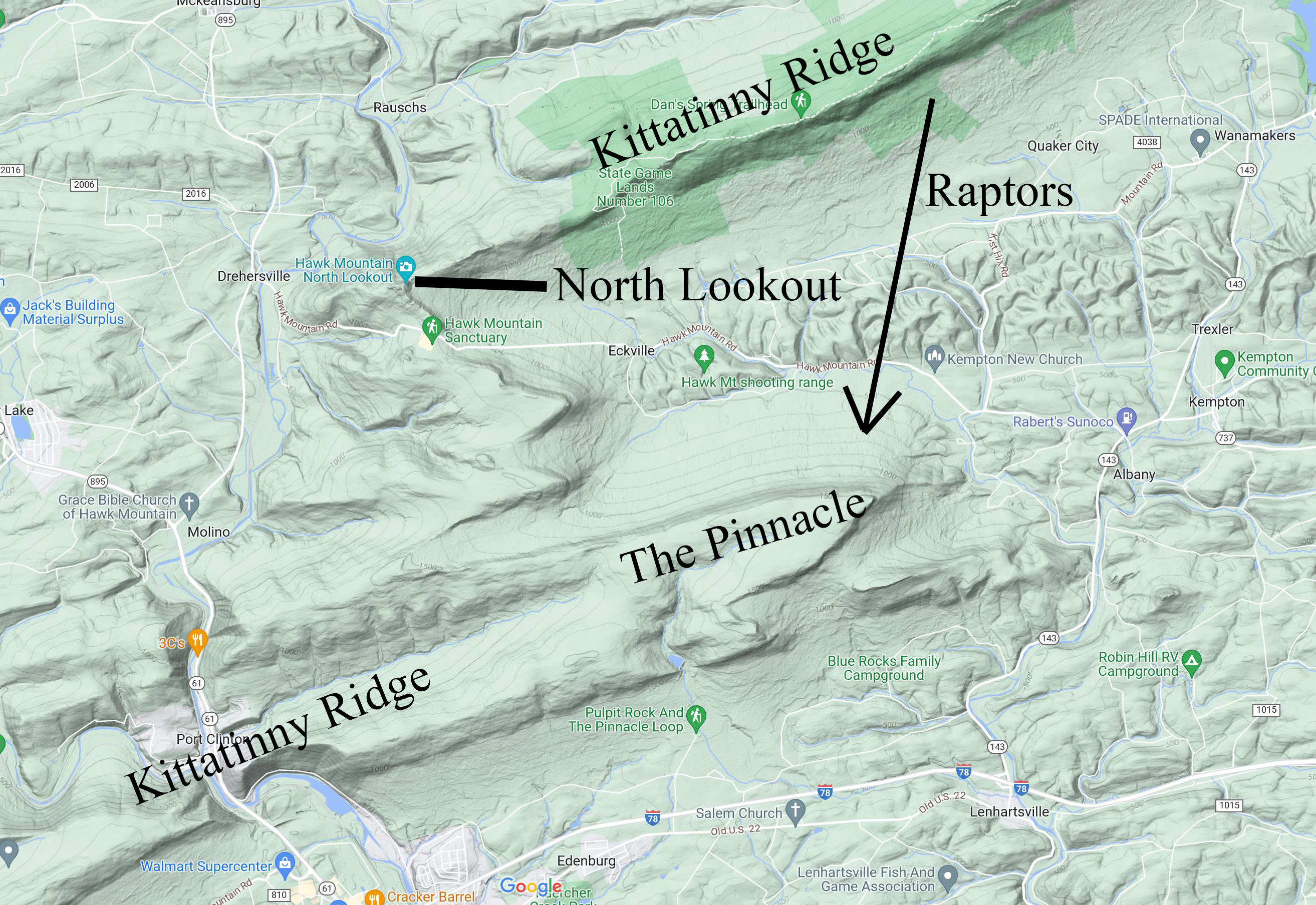 Zoomed
            in Kittatinny Ridge