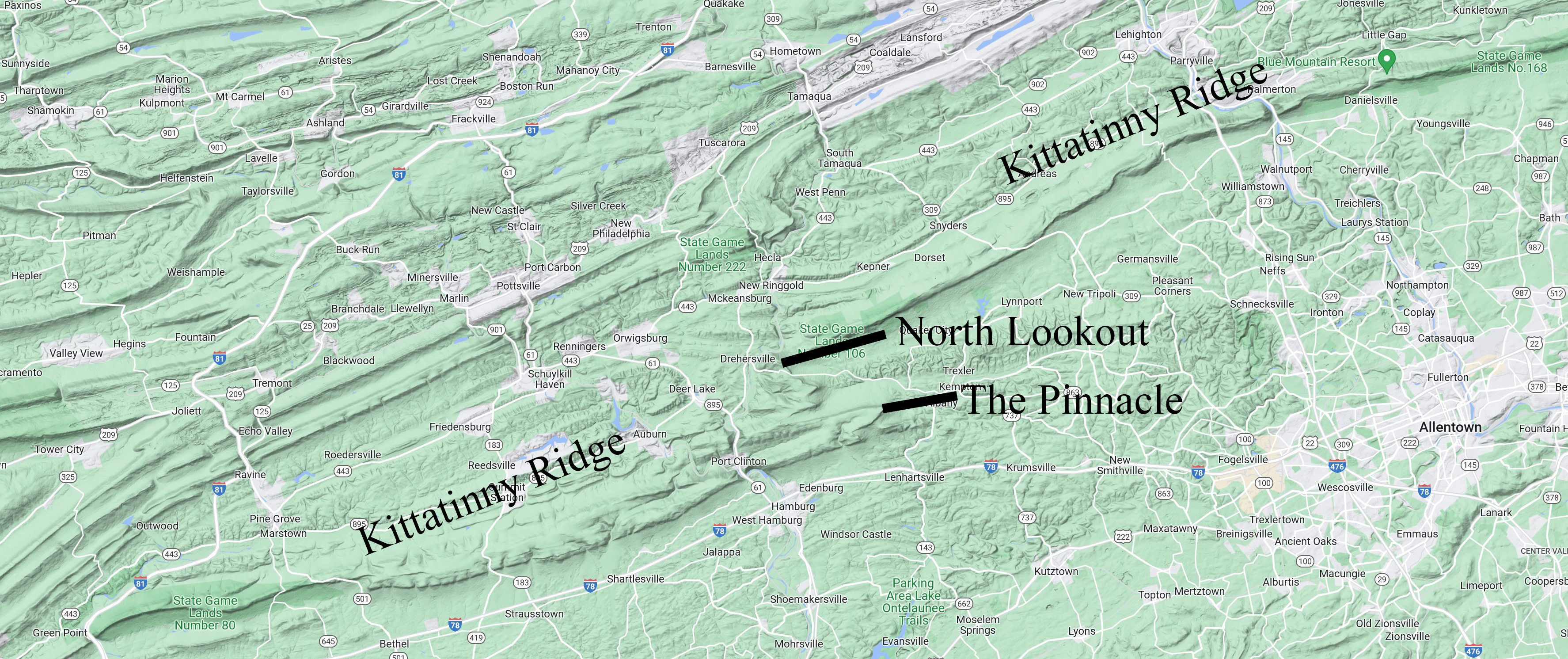 Kittatinny Ridge zoomed out